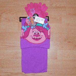 NEW Trolls 3 Piece Gift Set Kohls Hat Gloves Scarf